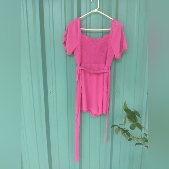 New Women's Hot Pink Romper Short Set Size Large - Picture 8 of 10